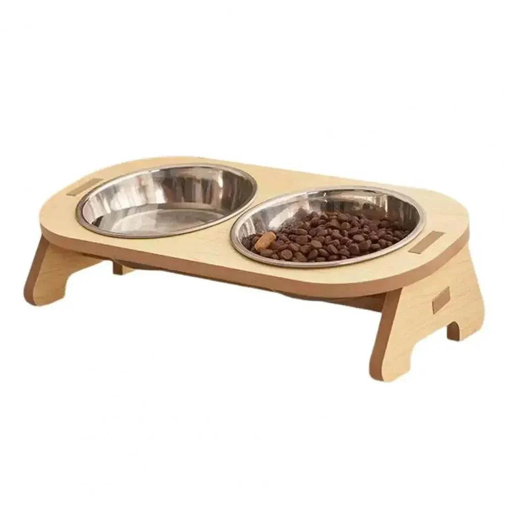 Adjustable Wooden Elevated Dog Bowls for Pets