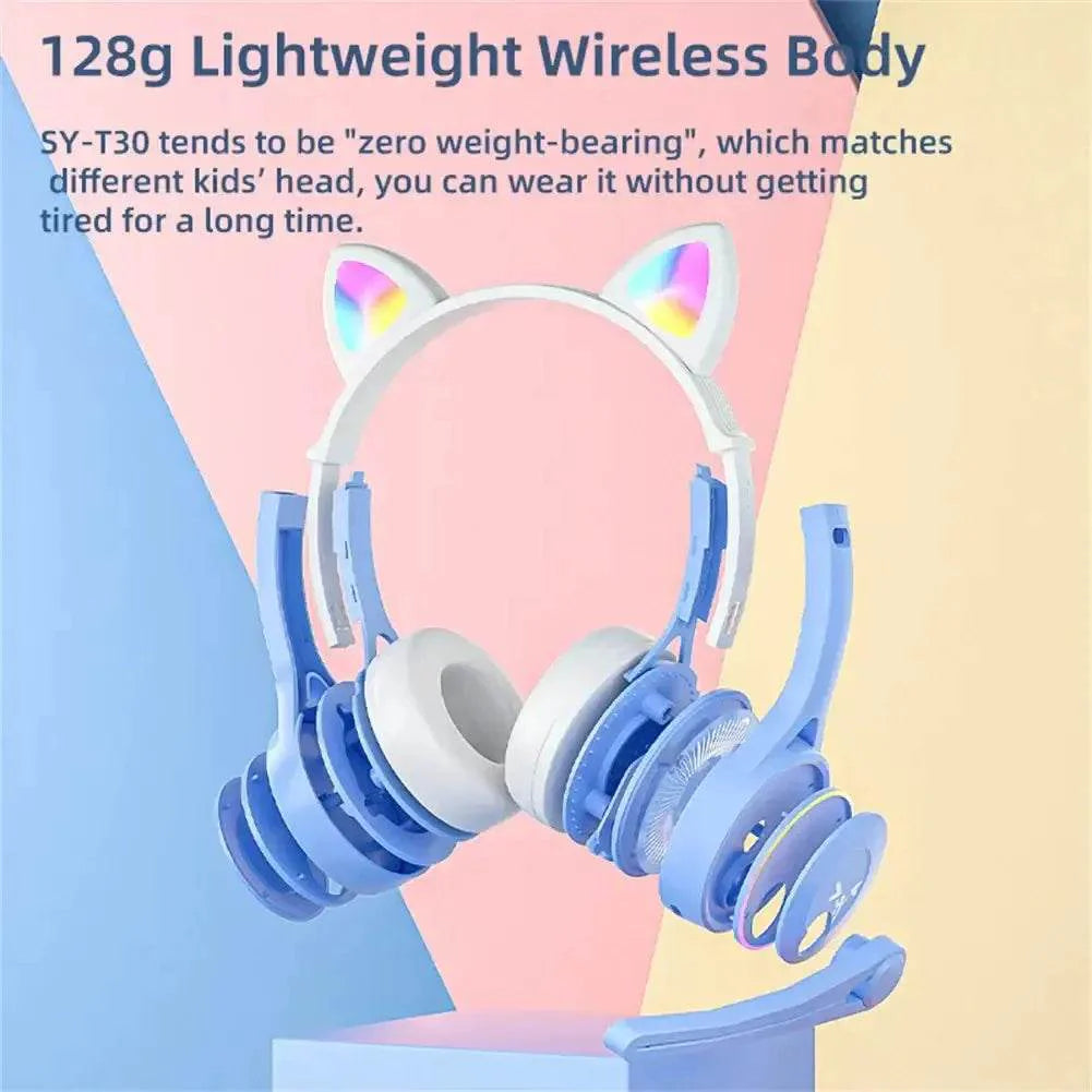 Headphones Cute Cat Ears with LED Flashing