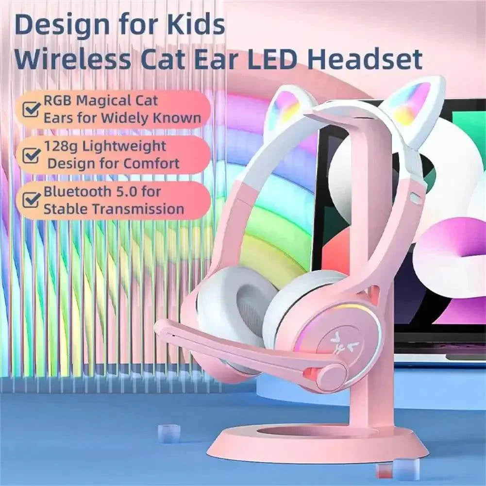 Headphones Cute Cat Ears with LED Flashing