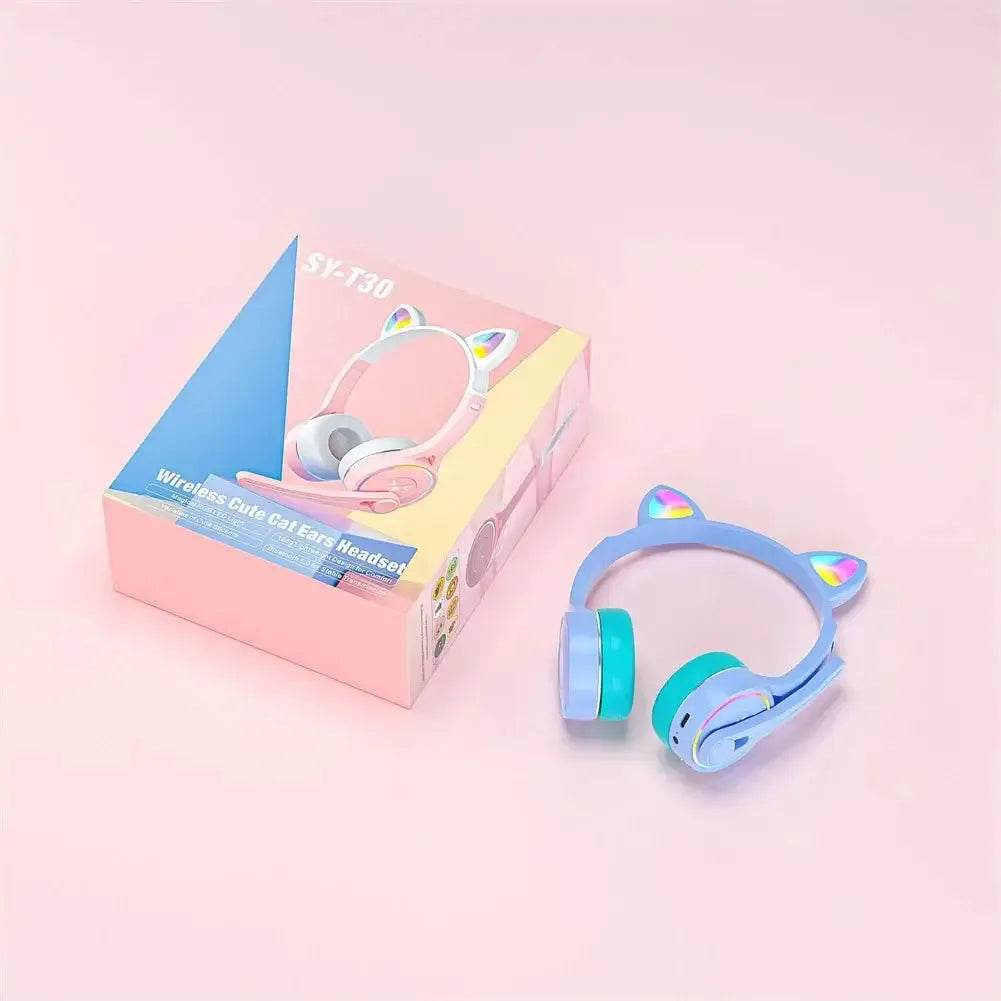 Headphones Cute Cat Ears with LED Flashing
