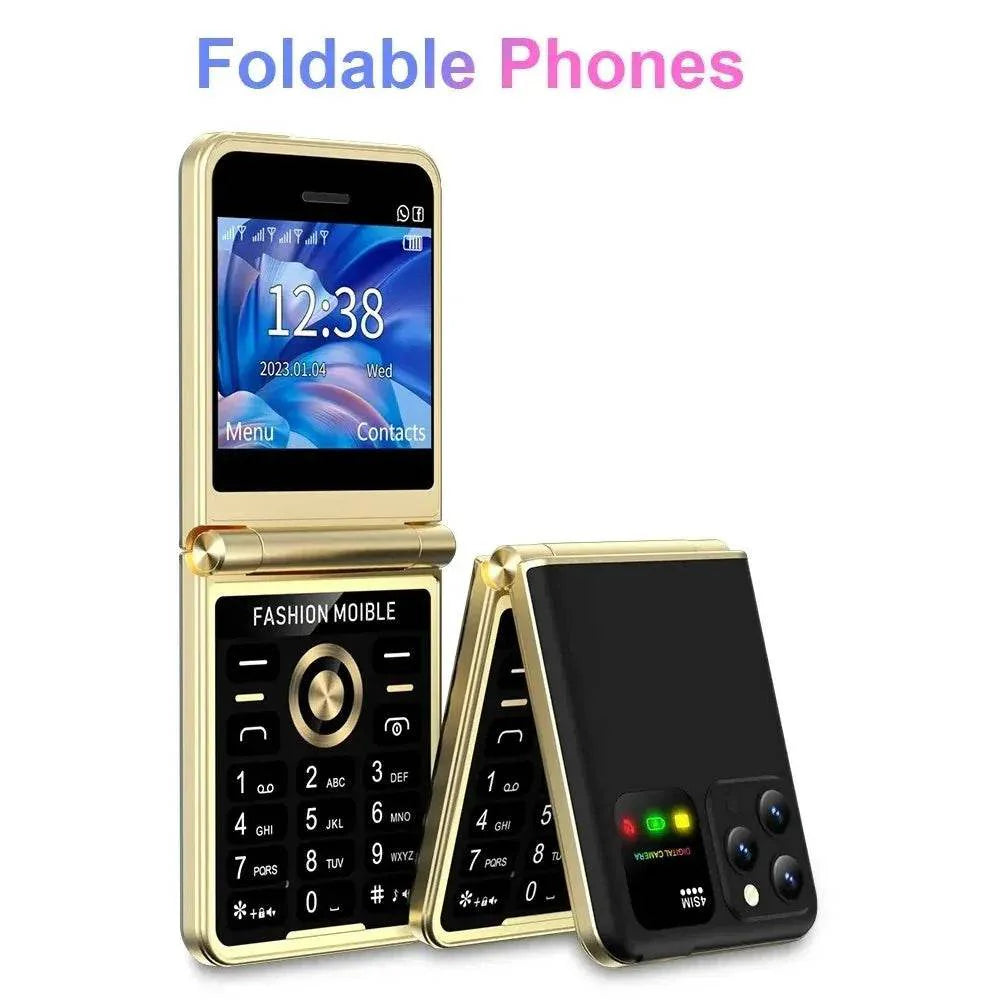 Mobile Phone New Flip 4 SIM Card Speed Dial Magic Voice