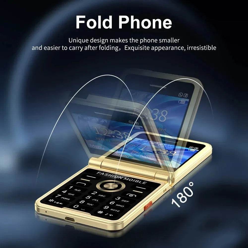 Mobile Phone New Flip 4 SIM Card Speed Dial Magic Voice
