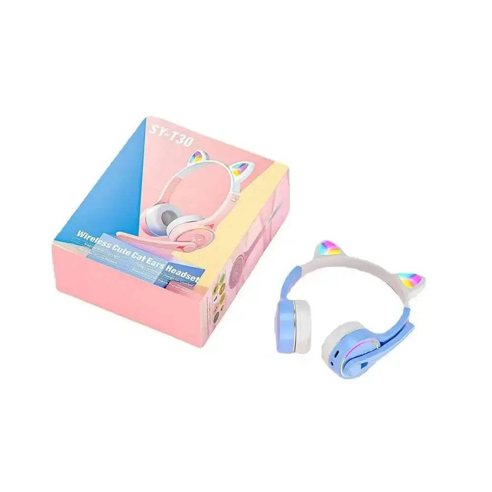 Headphones Cute Cat Ears with LED Flashing