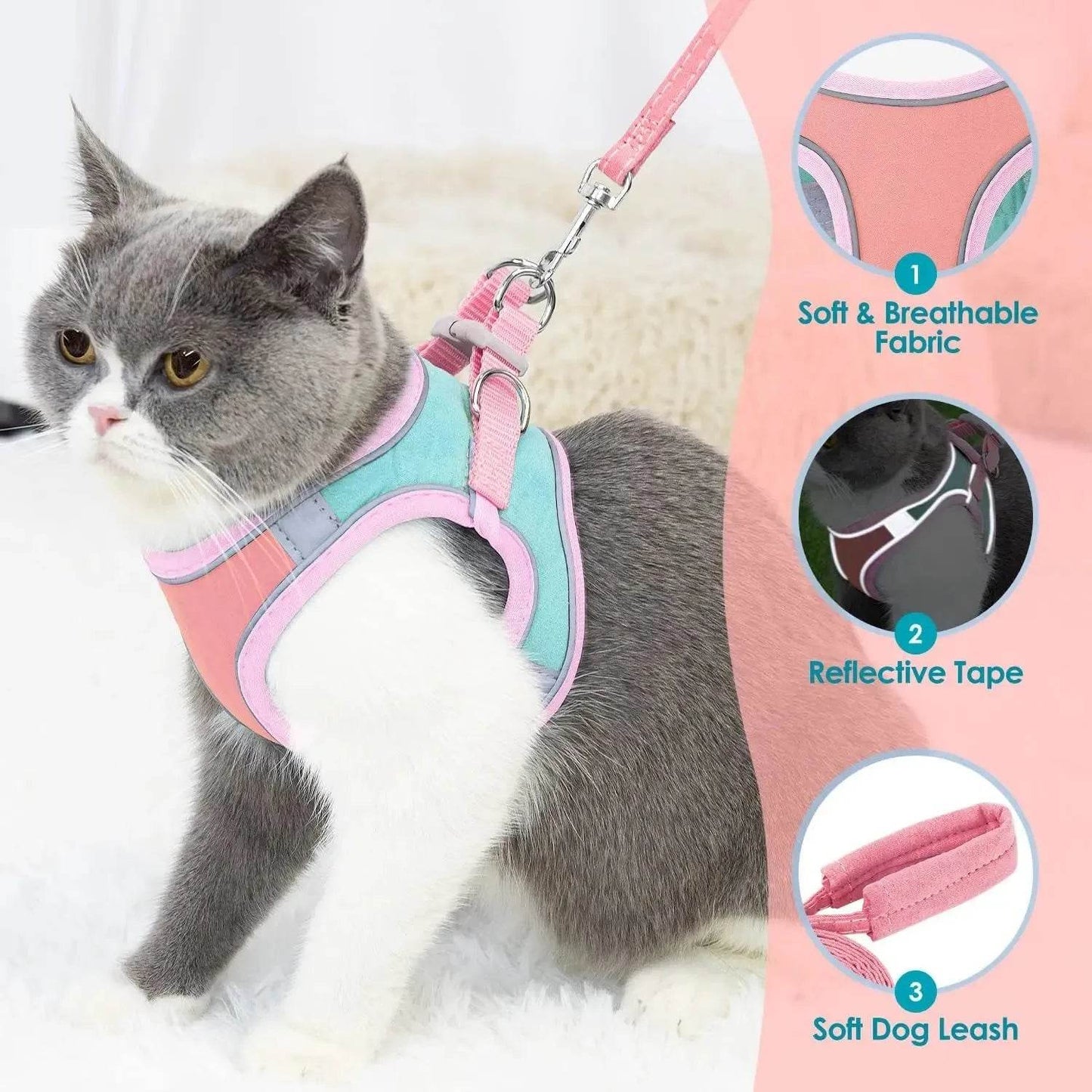 Reflective Harness Set for Cats - Night Safety Gear