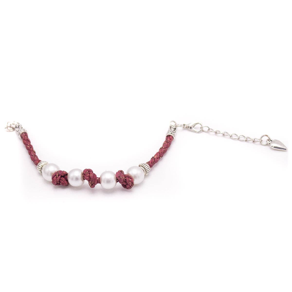 Adjustable Handmade Cork Bracelet with White Pearls - Shop The Shop