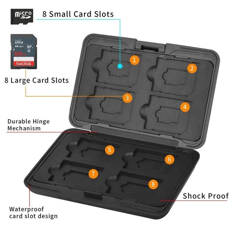 Aluminum Memory Card Case Portable 16 Slots Storage