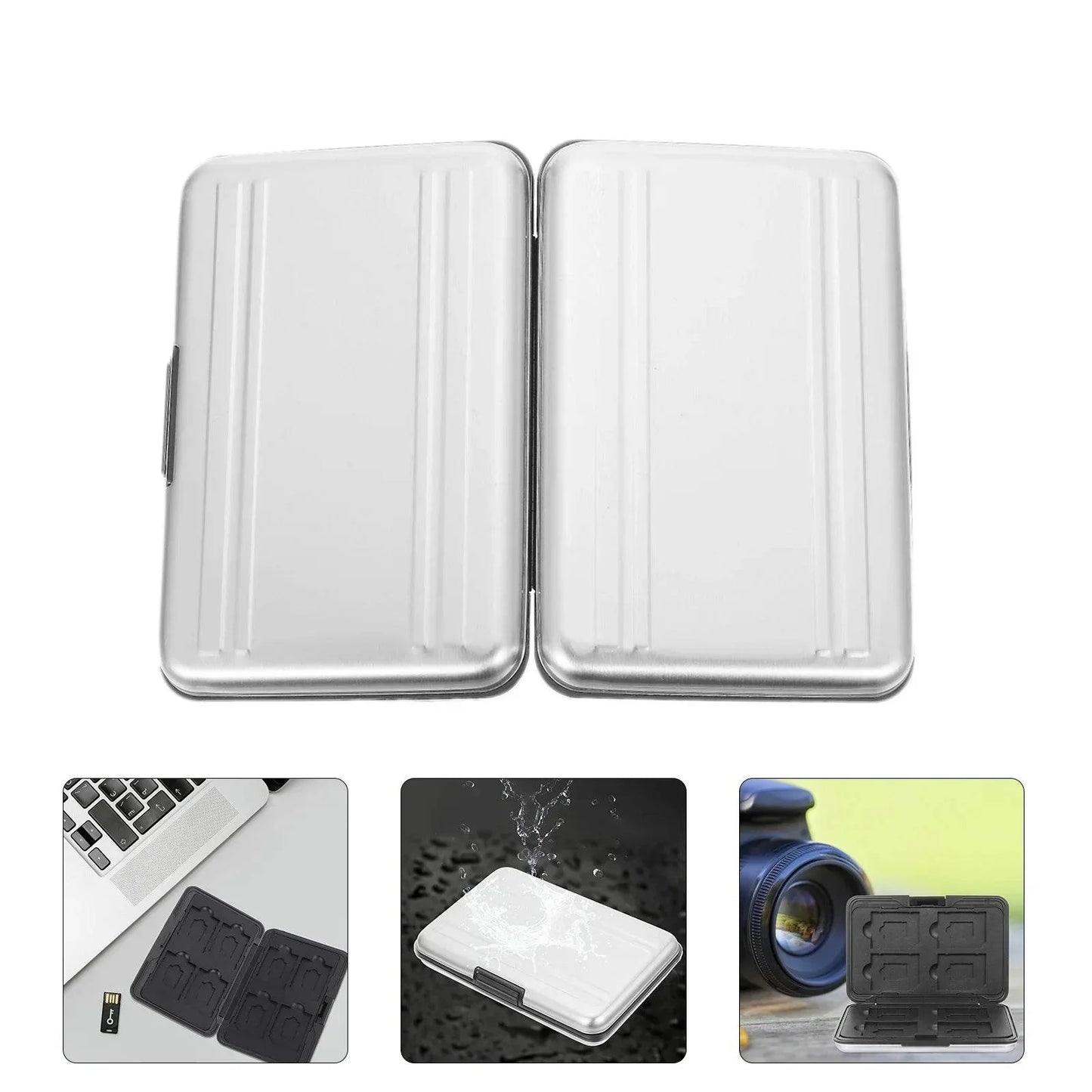 Aluminum Memory Card Case Portable 16 Slots Storage