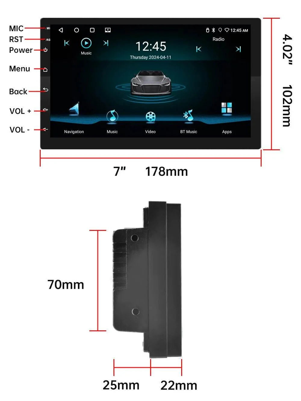 Android 13 4G Multimedia Carplay GPS Navigation