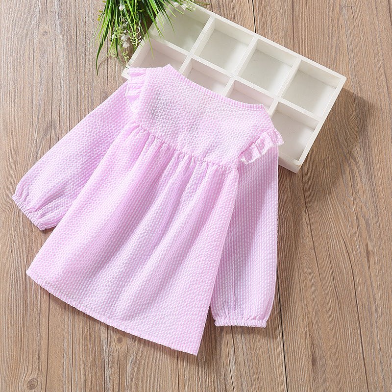 Baby Girl Embroidery Pattern Bow Tie Design Striped Long Sleeve T-Shirt - Shop The Shop
