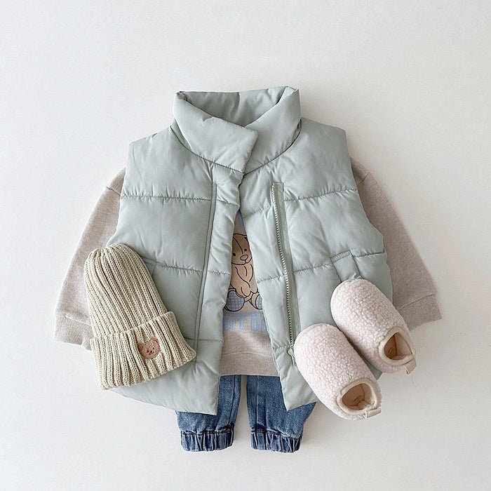 Baby Solid Color Quilted Thickened Vest Coat In Winter - Shop The Shop
