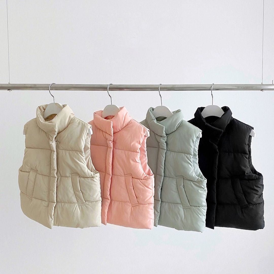 Baby Solid Color Quilted Thickened Vest Coat In Winter - Shop The Shop