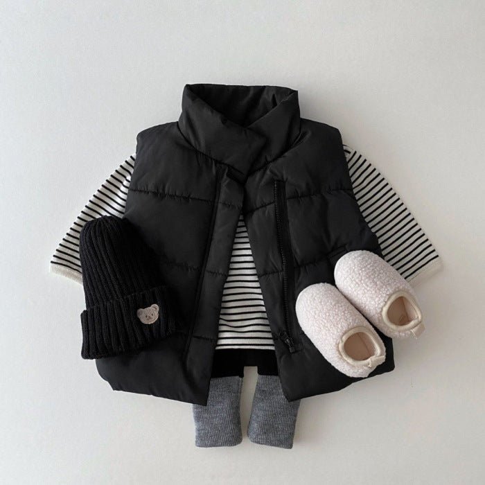 Baby Solid Color Quilted Thickened Vest Coat In Winter - Shop The Shop