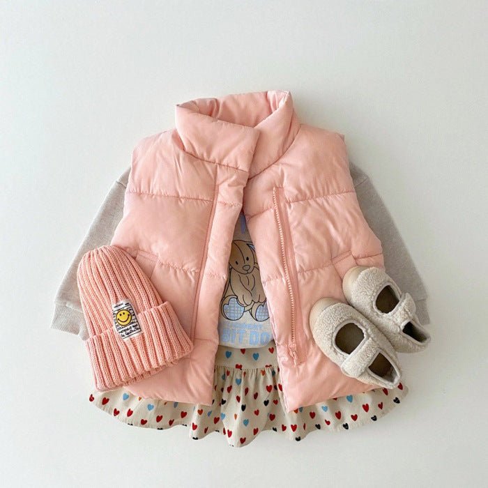 Baby Solid Color Quilted Thickened Vest Coat In Winter - Shop The Shop