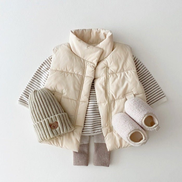 Baby Solid Color Quilted Thickened Vest Coat In Winter - Shop The Shop