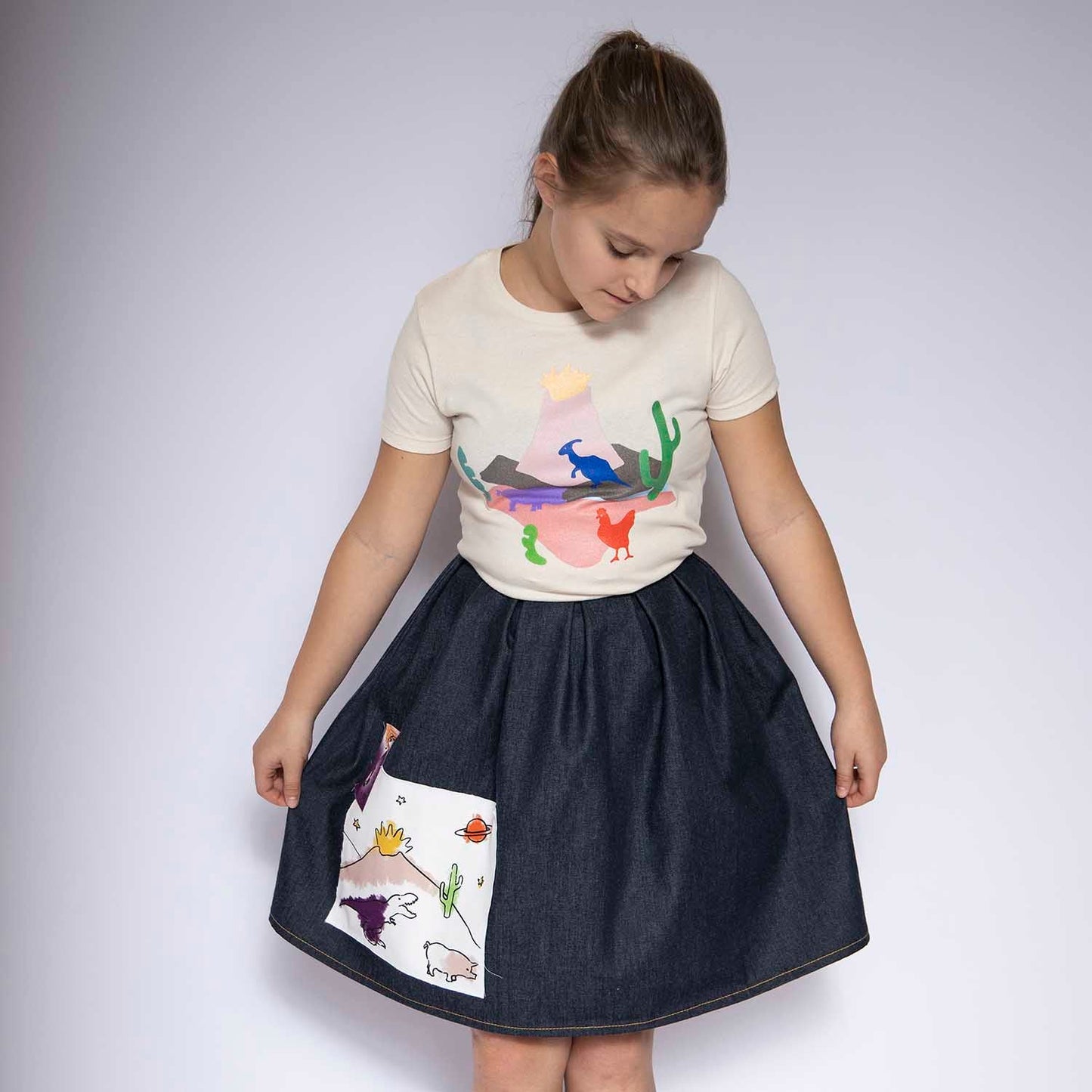 Blue Denim Skirt with Appliqué - Shop The Shop