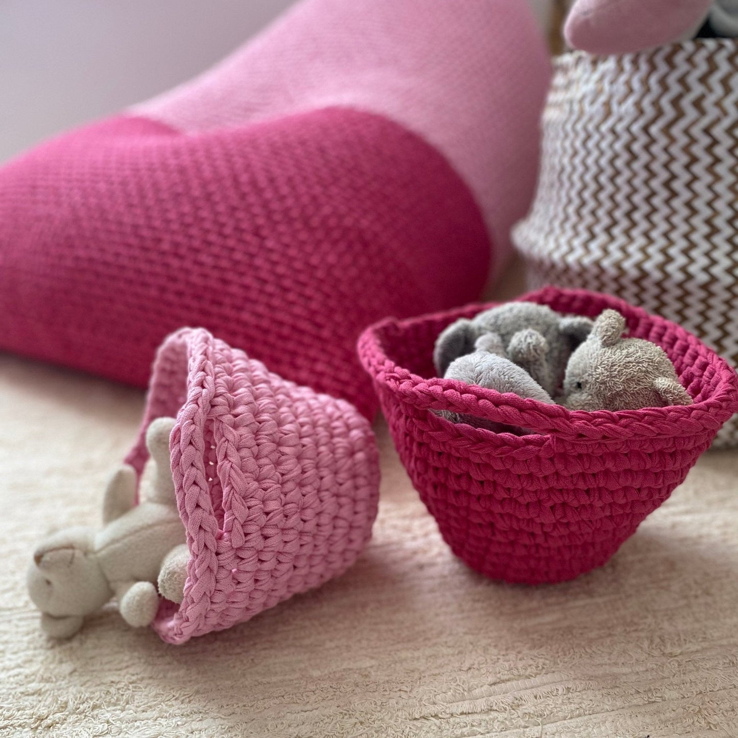 Crochet Kids Baskets, Unique Small Storage