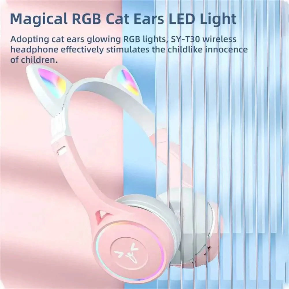 Headphones Cute Cat Ears with LED Flashing