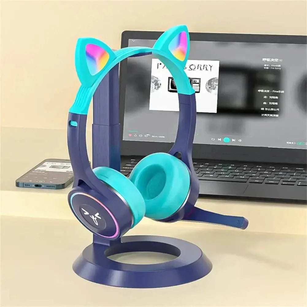 Headphones Cute Cat Ears with LED Flashing