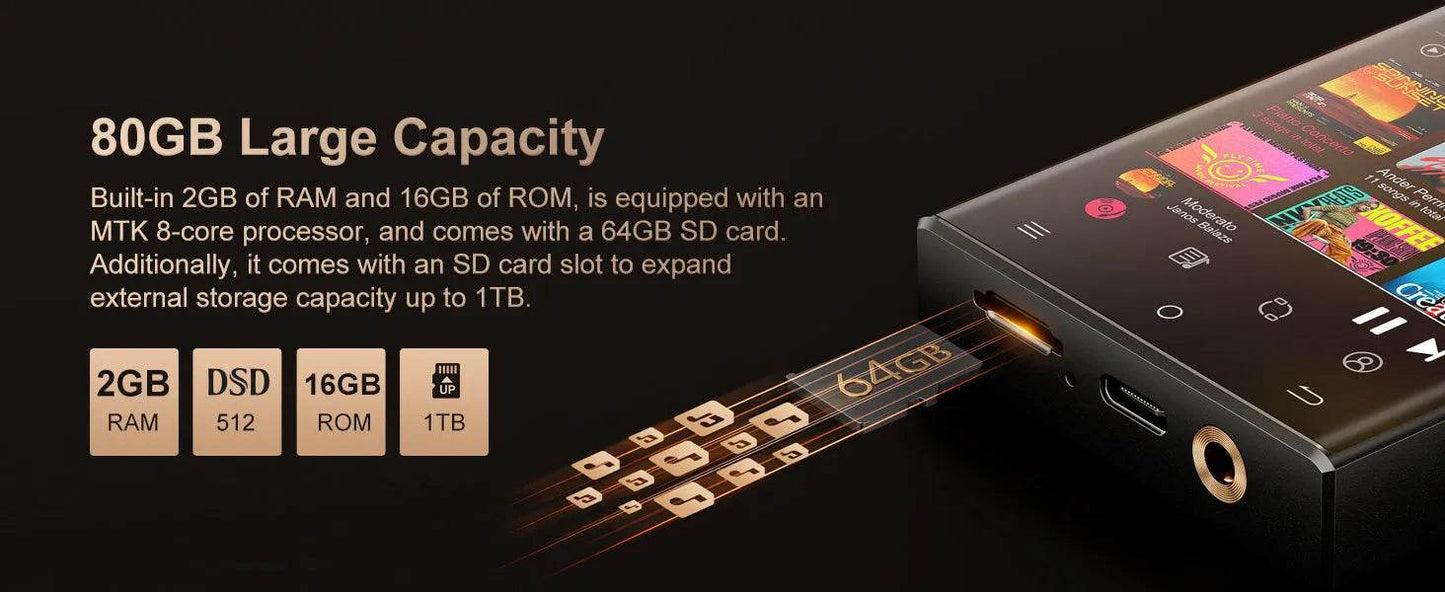Hi-Fi MP3 Player with Bluetooth , DSD High-Resolution