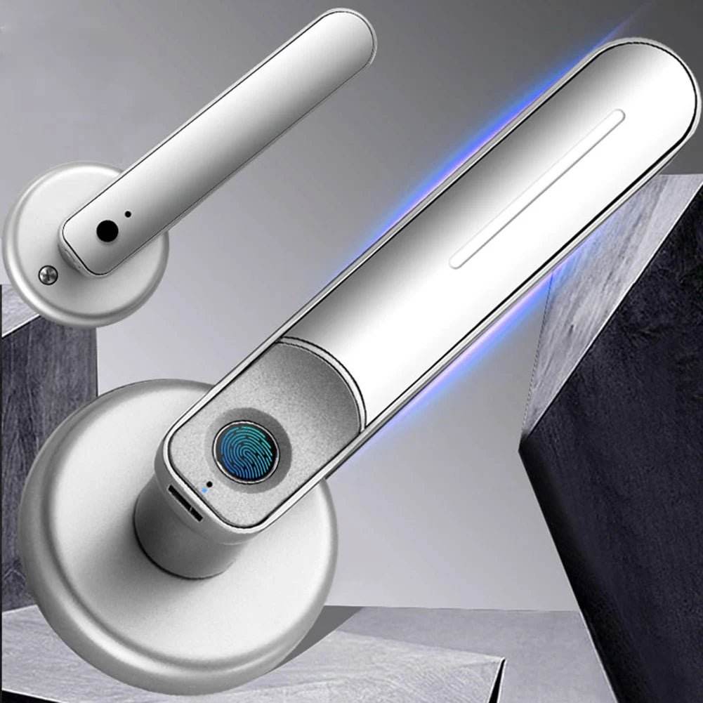 Fingerprint Door Lock Handle USB Rechargeable Anti Theft