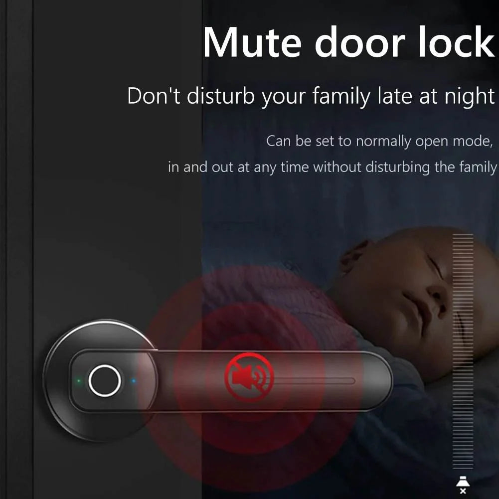 Fingerprint Door Lock Handle USB Rechargeable Anti Theft
