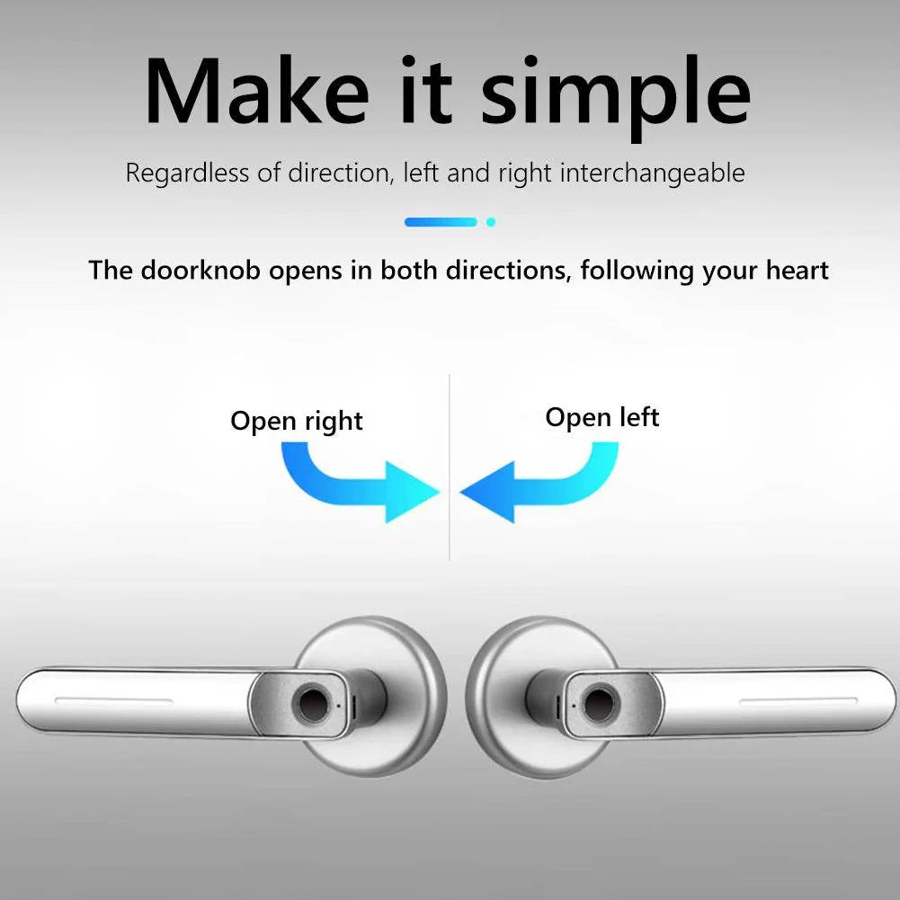 Fingerprint Door Lock Handle USB Rechargeable Anti Theft