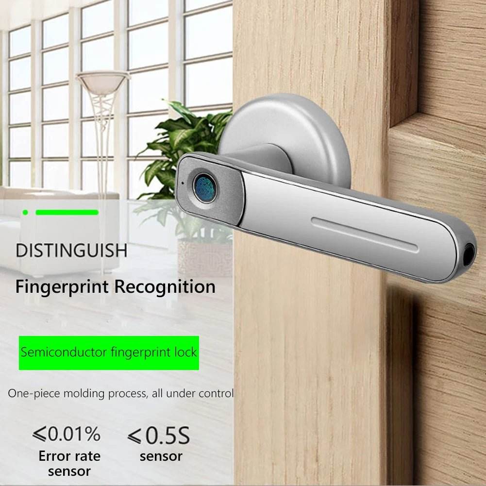 Fingerprint Door Lock Handle USB Rechargeable Anti Theft