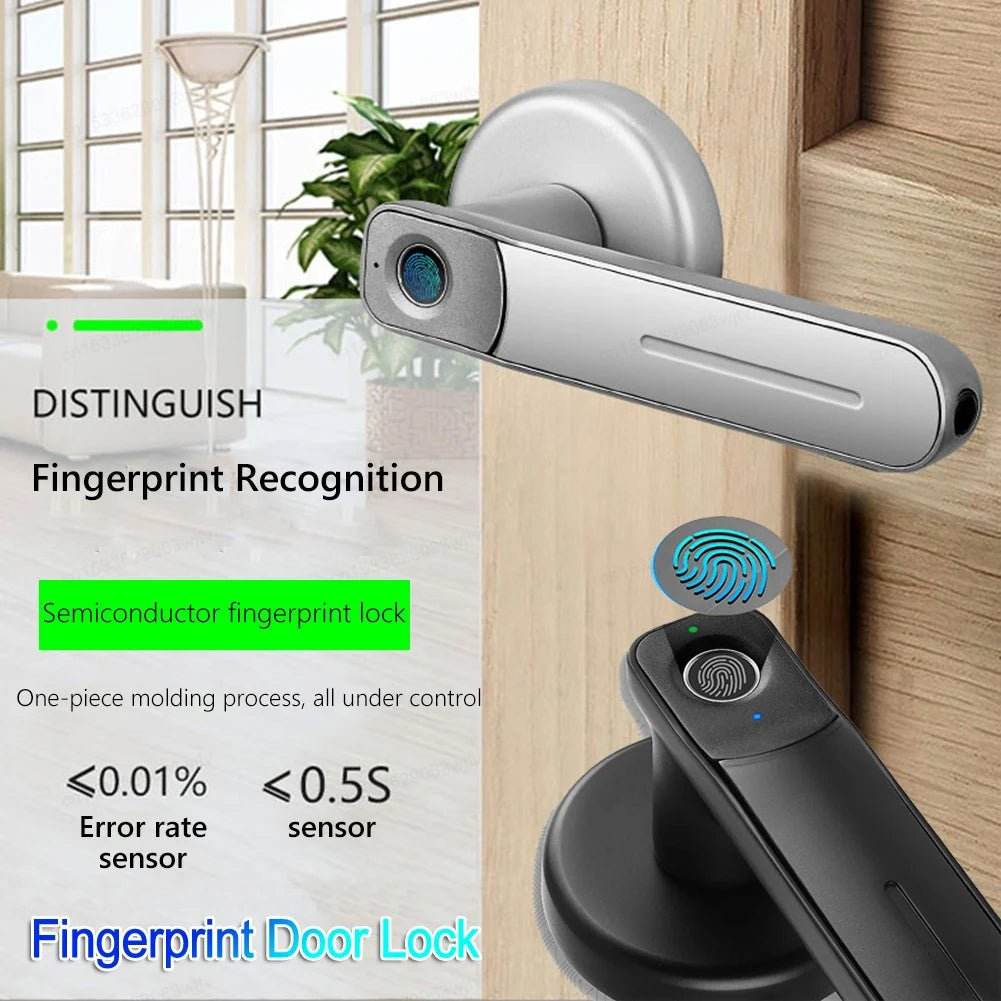 Fingerprint Door Lock Handle USB Rechargeable Anti Theft
