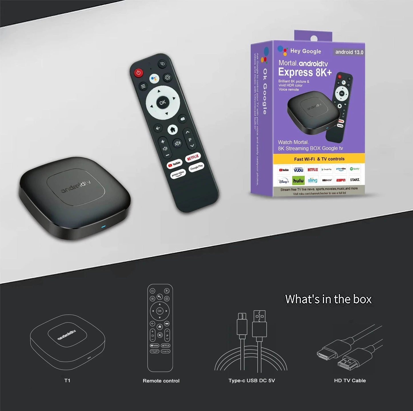 Global Version Mortal T1 Smart TV Box - 4K Streaming