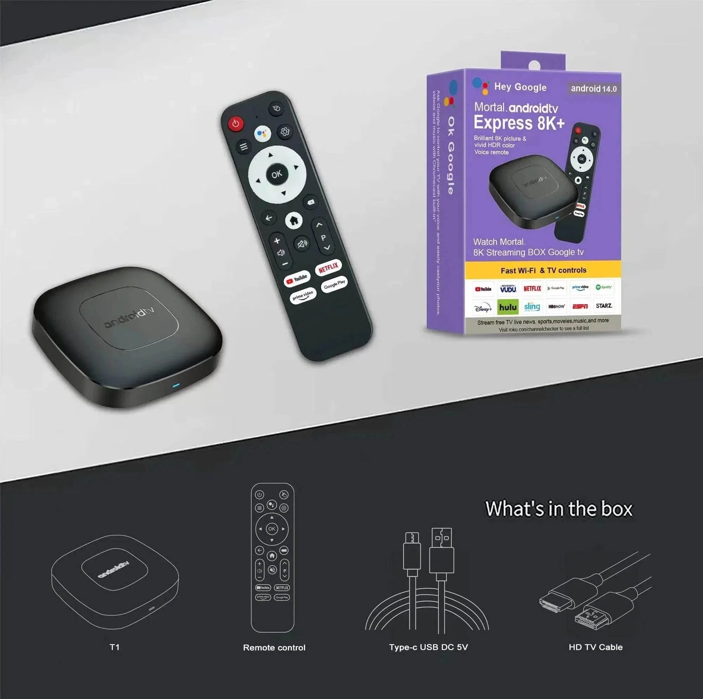 Global Version Mortal T1 Smart TV Box - 4K Streaming
