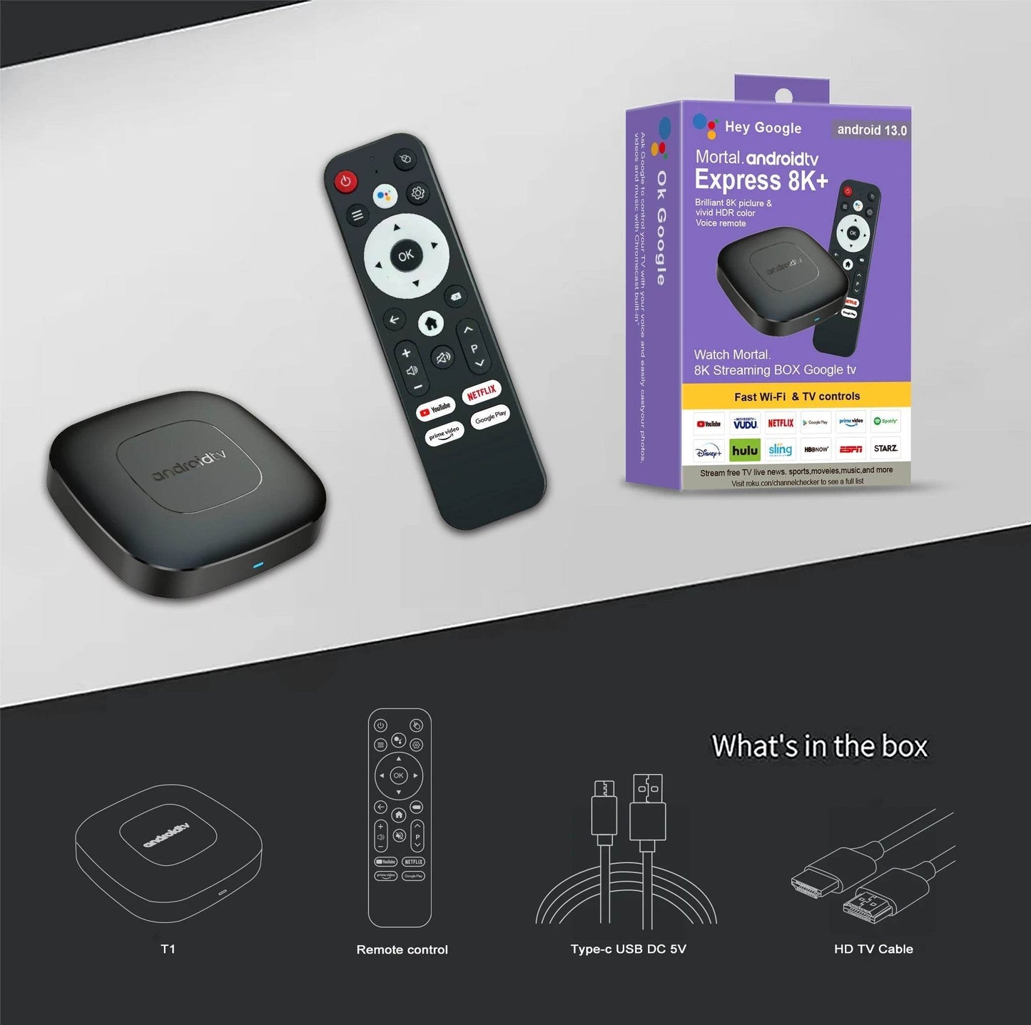Global Version Mortal T1 Smart TV Box - 4K Streaming