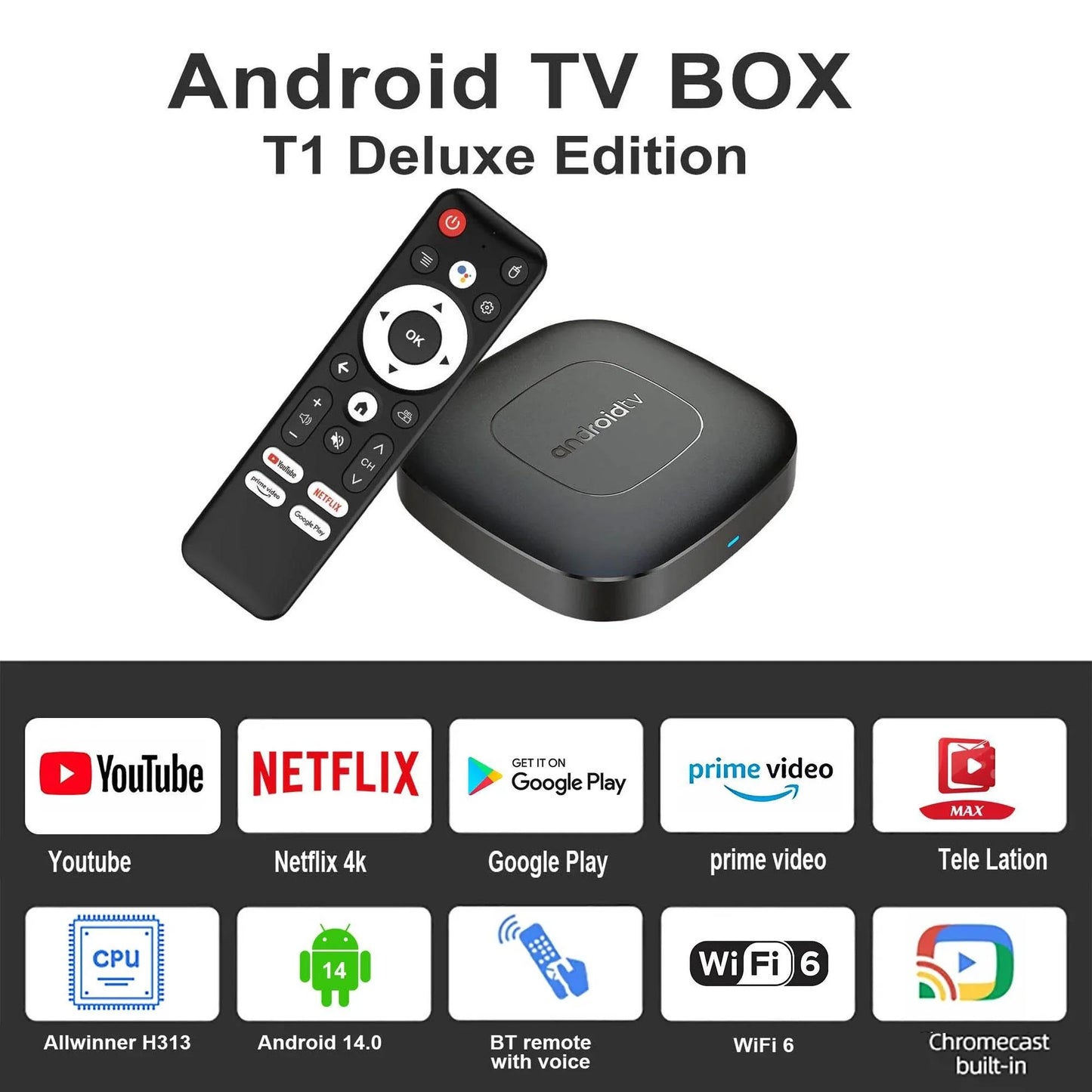 Global Version Mortal T1 Smart TV Box - 4K Streaming