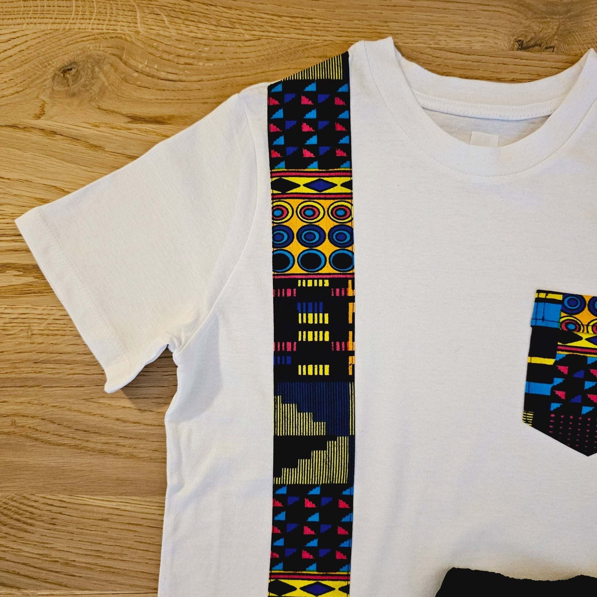 Kids T-shirt with African Ankara Print Detail | 100% cotton - Shop The Shop