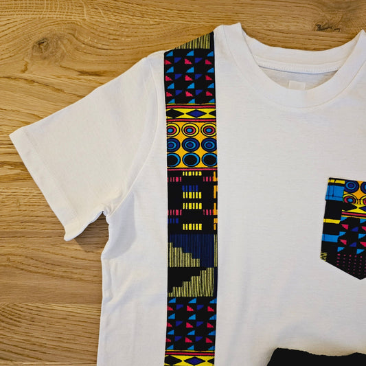 Kids T-shirt with African Ankara Print Detail | 100% cotton - Shop The Shop
