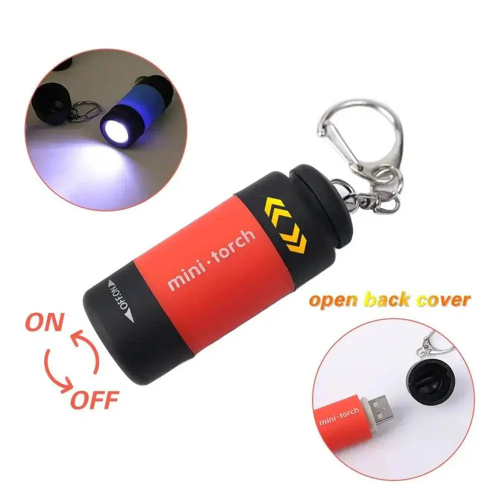 USB Rechargeable LED Pocket Flashlight Keychain Mini Torch