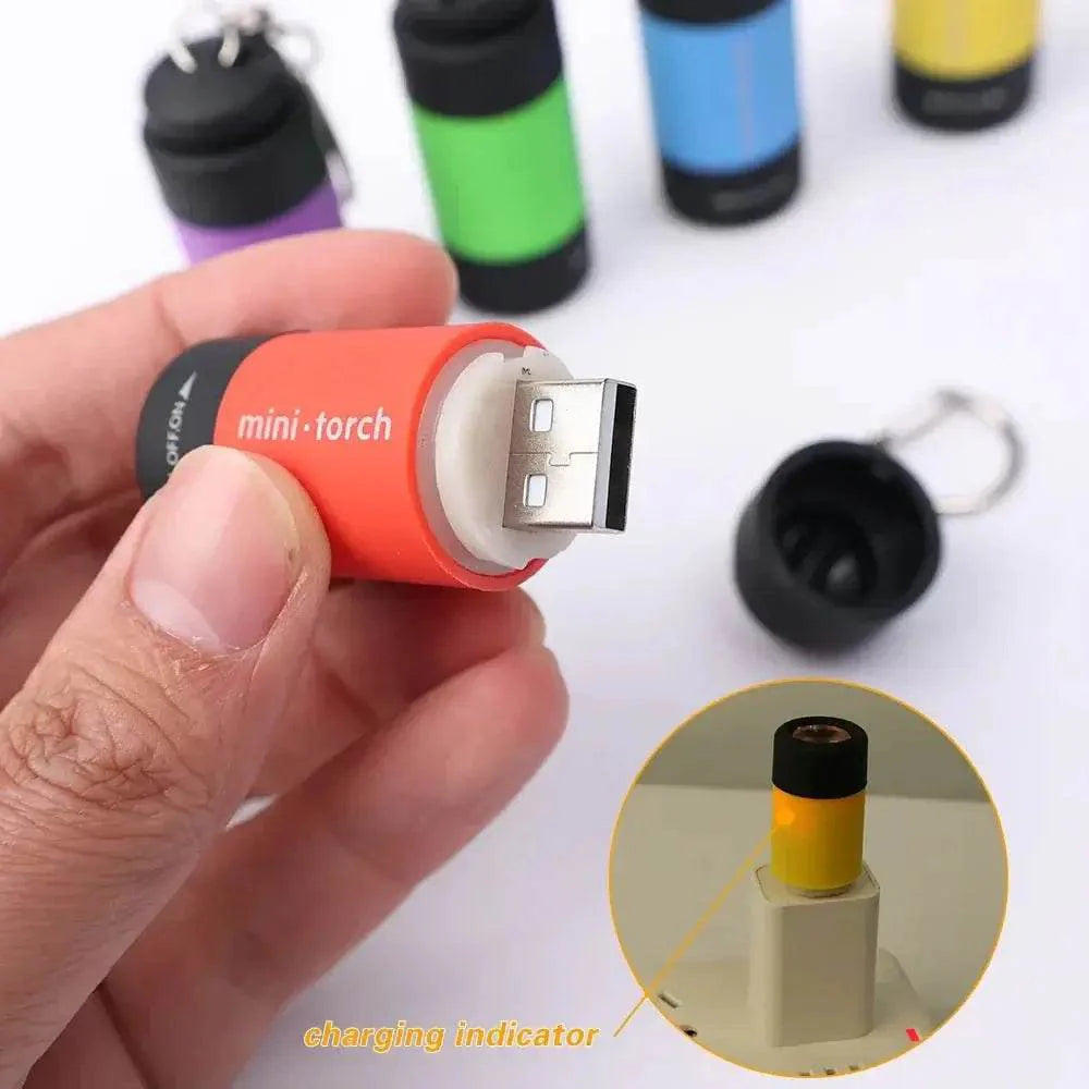 USB Rechargeable LED Pocket Flashlight Keychain Mini Torch
