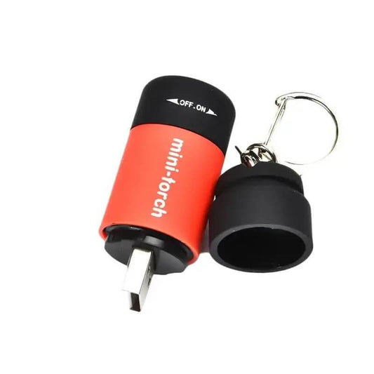 USB Rechargeable LED Pocket Flashlight Keychain Mini Torch