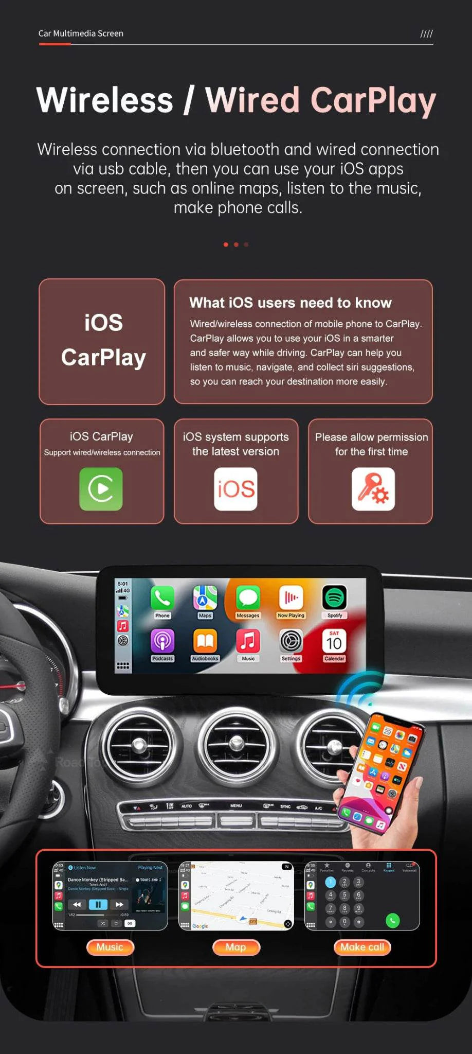 Wireless CarPlay & Android Auto for Mercedes-Benz W205 W176