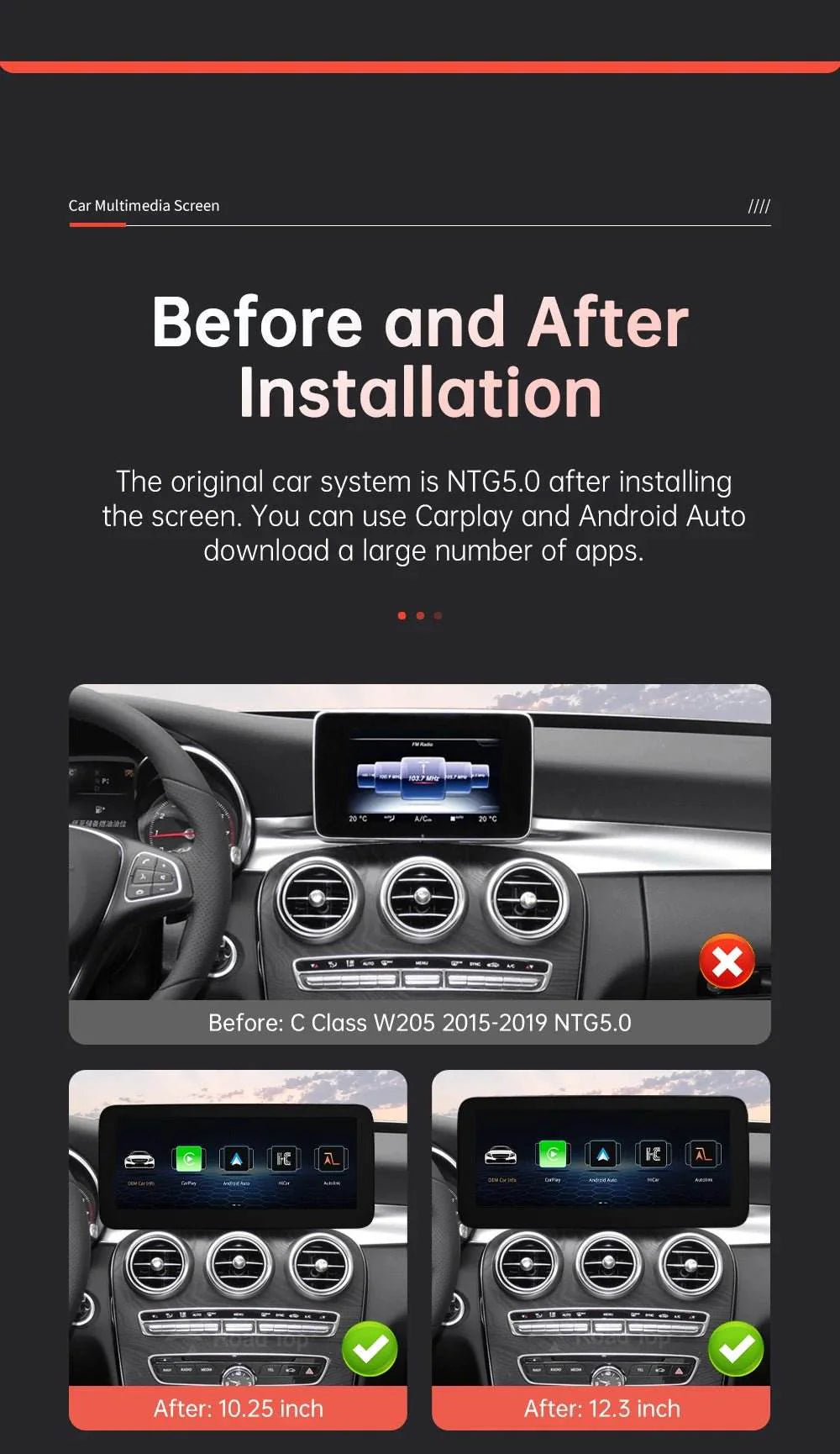 Wireless CarPlay & Android Auto for Mercedes-Benz W205 W176