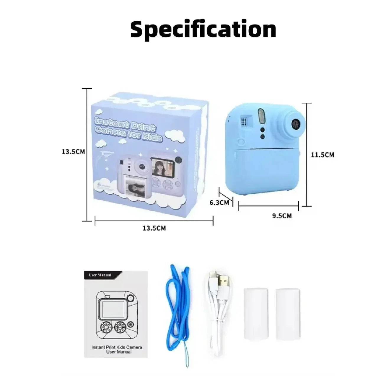 Kids Instant Print Camera - Fun Blue