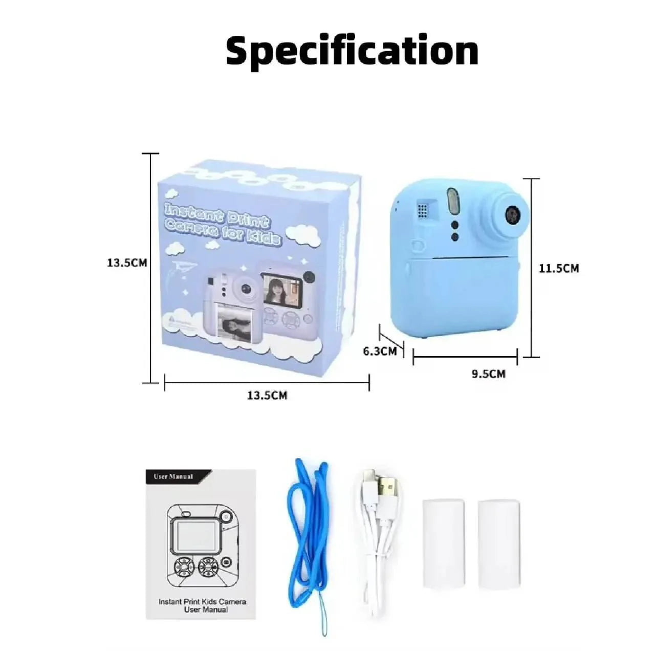 Kids Instant Print Camera - Fun Blue