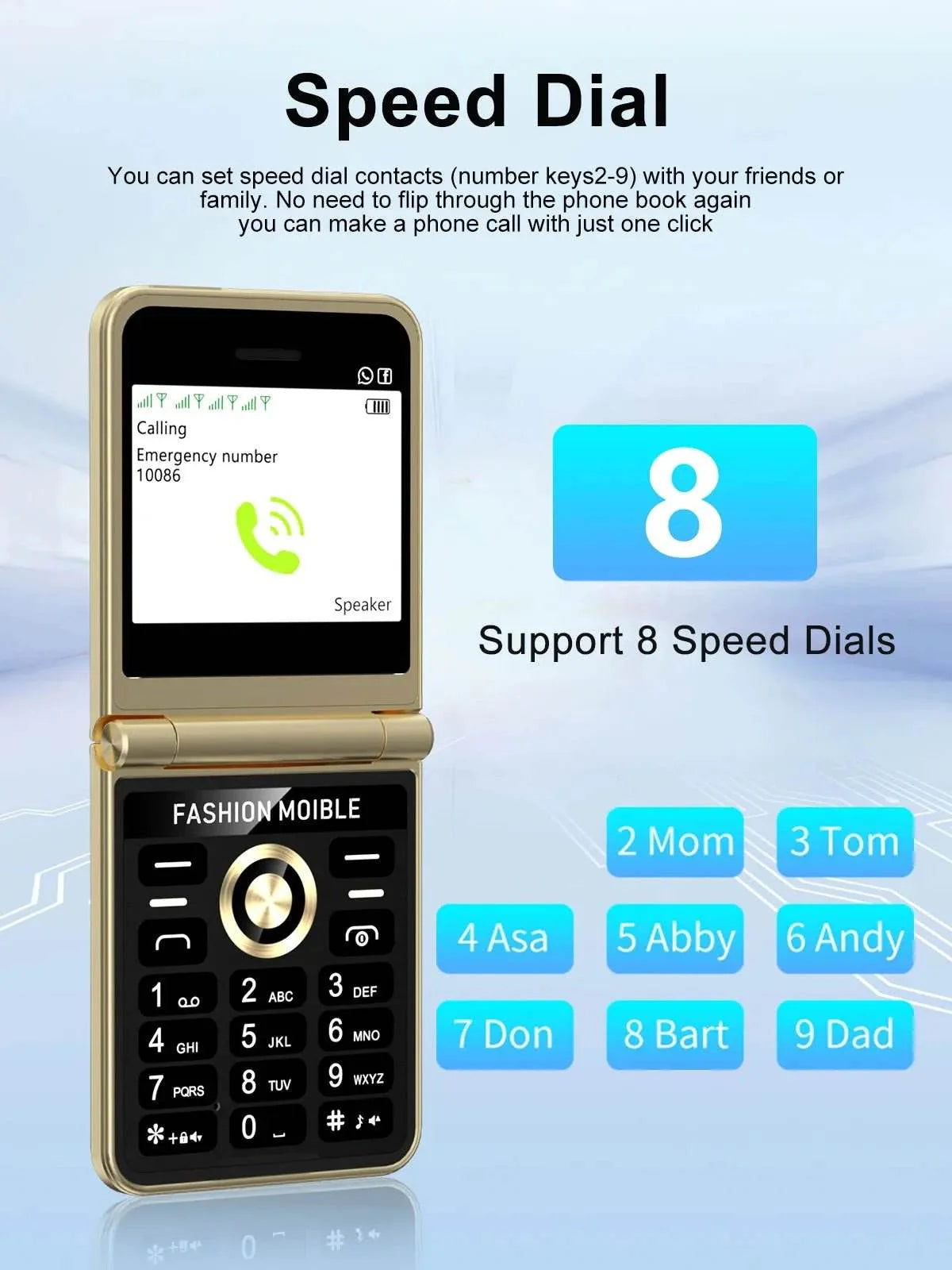 Mobile Phone New Flip 4 SIM Card Speed Dial Magic Voice