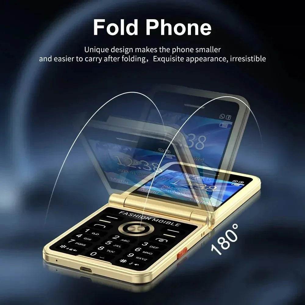 Mobile Phone New Flip 4 SIM Card Speed Dial Magic Voice