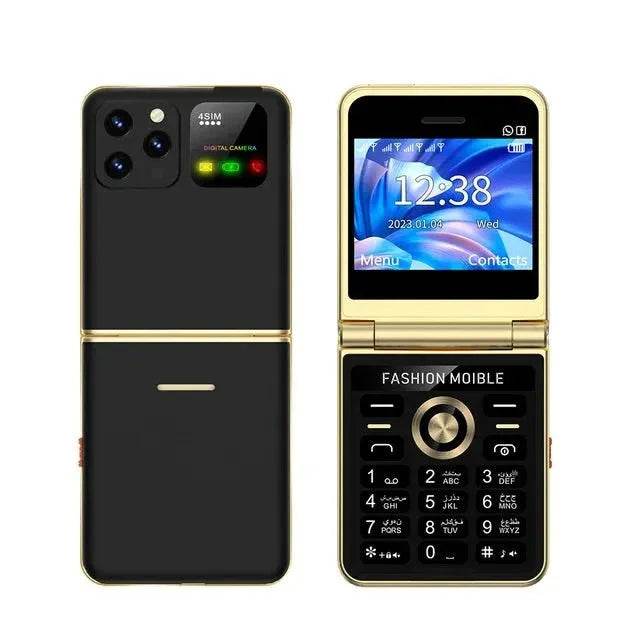 Mobile Phone New Flip 4 SIM Card Speed Dial Magic Voice
