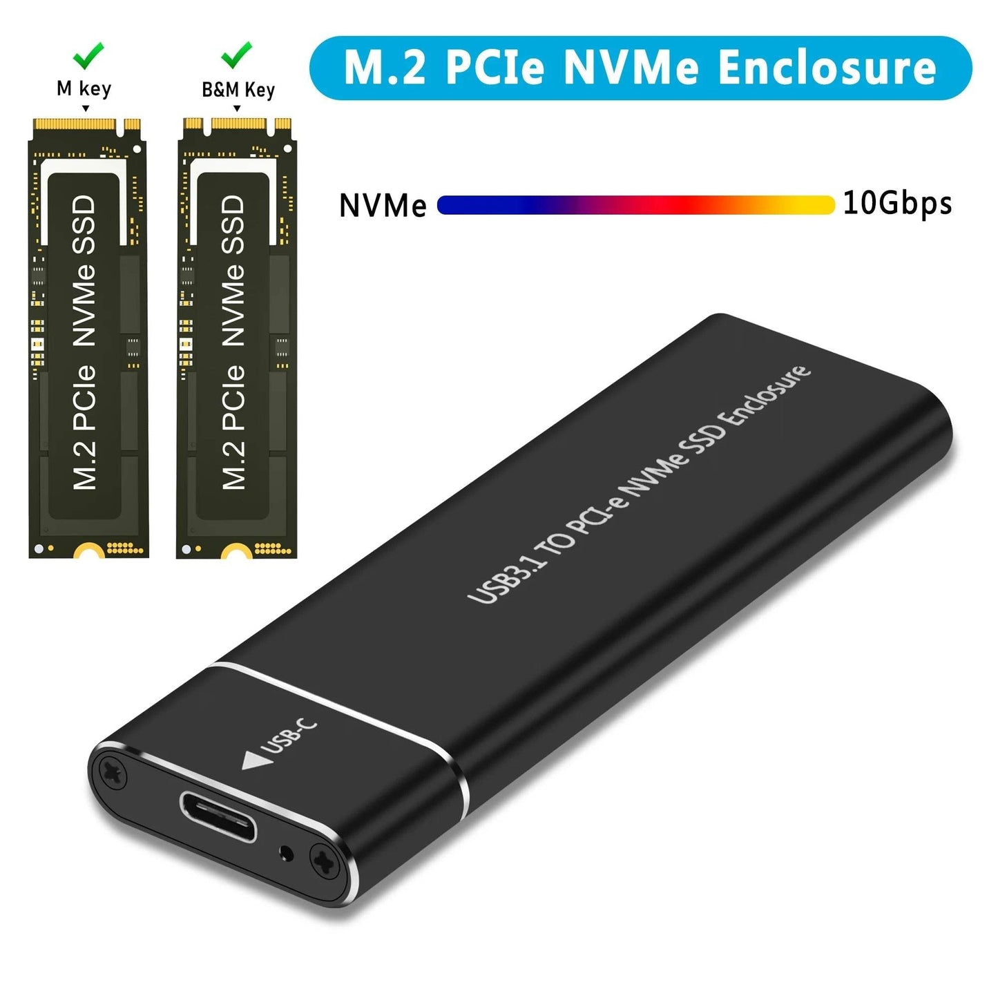 NEW M.2 NVMe SSD Enclosure Adapter 10Gbps USB C
