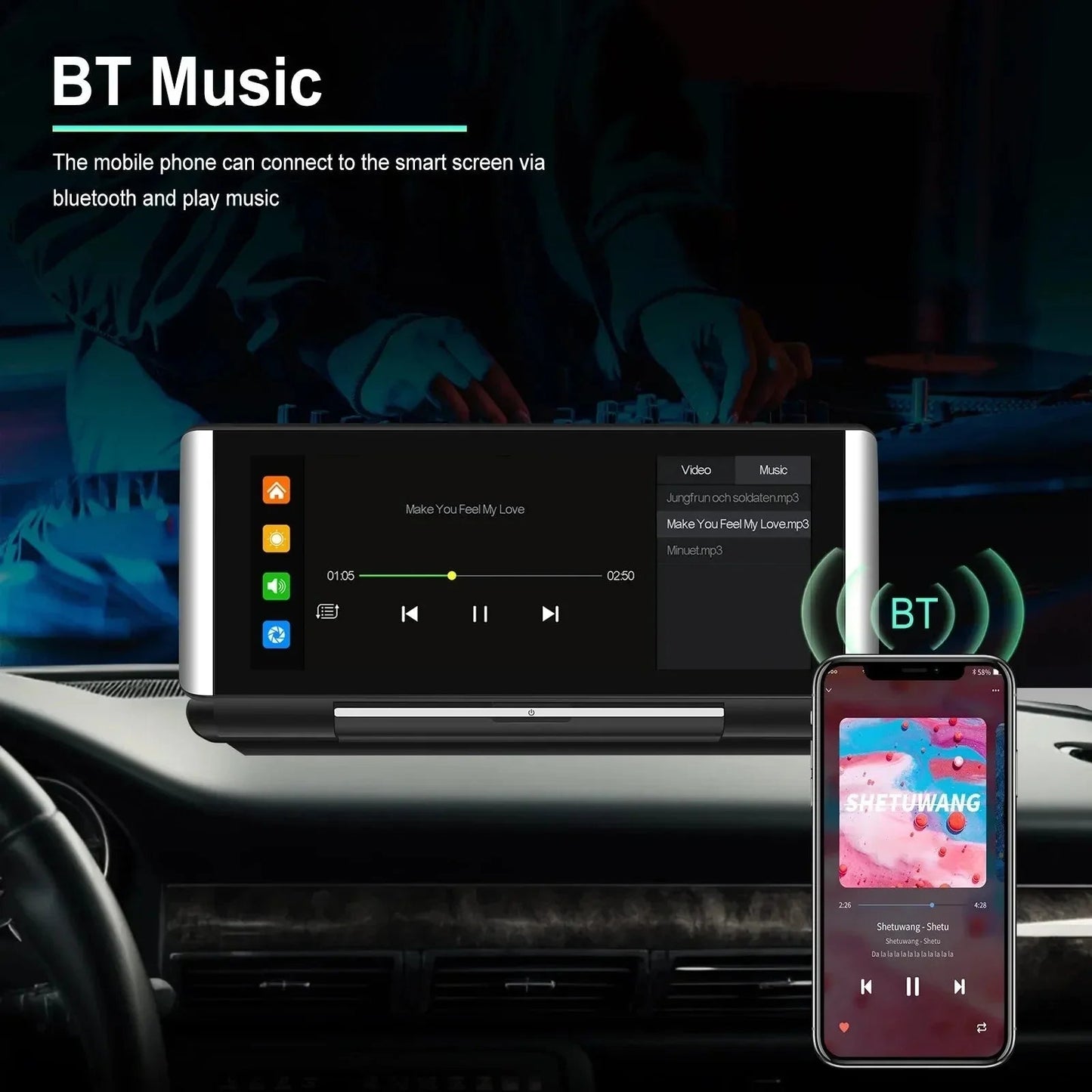 Car Monitor Podofo 6.86" Android Auto Screen Portable