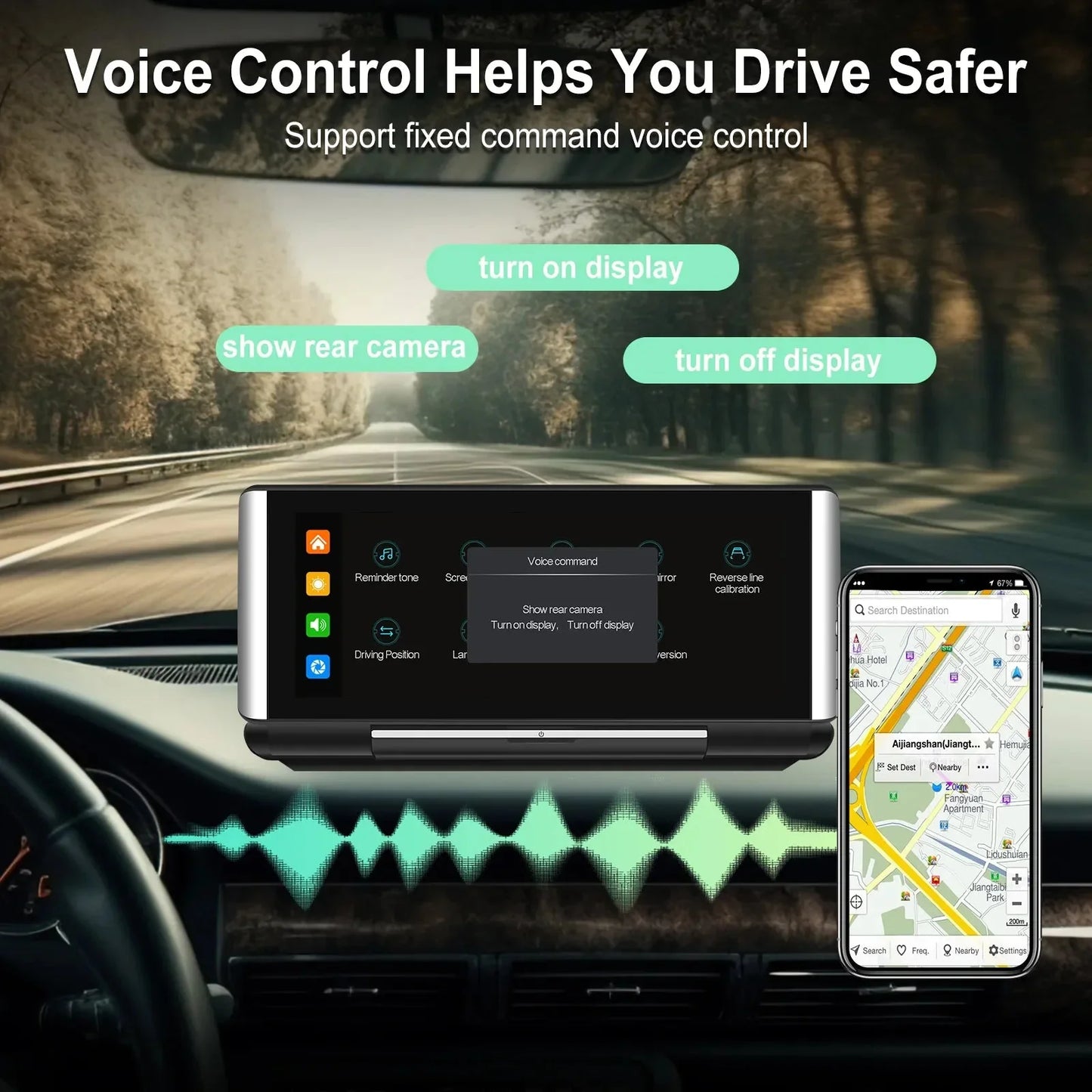 Car Monitor Podofo 6.86" Android Auto Screen Portable
