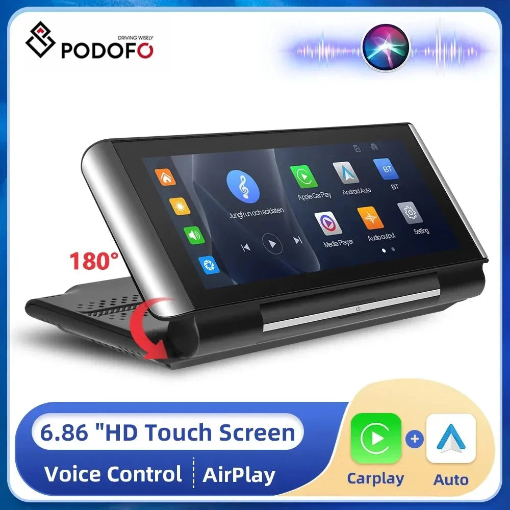 Car Monitor Podofo 6.86" Android Auto Screen Portable