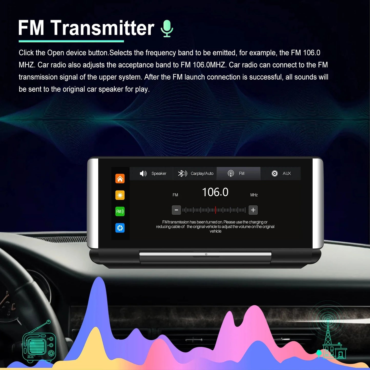 Car Monitor Podofo 6.86" Android Auto Screen Portable