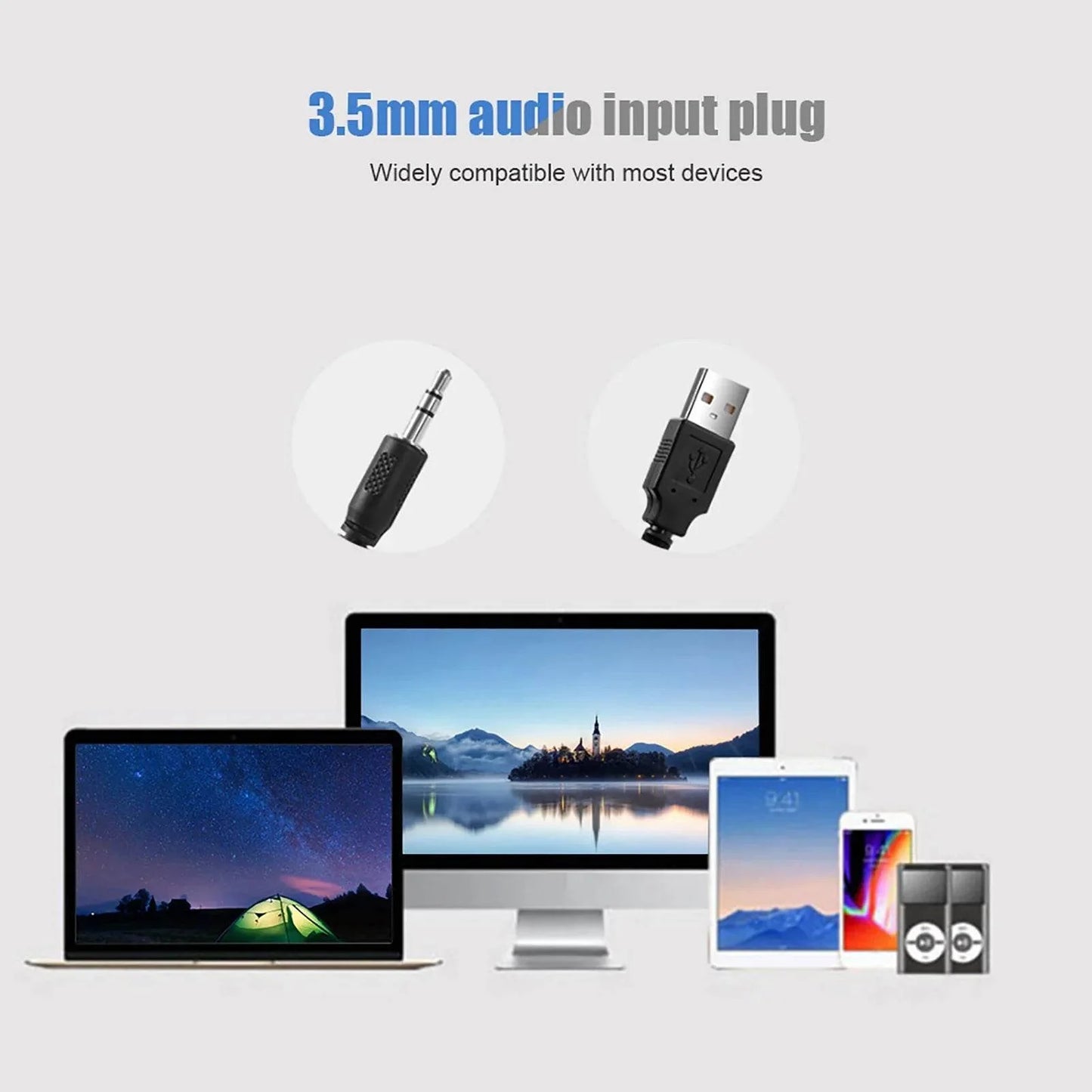 Portable USB Wired Stereo Soundbar - Qiilu
